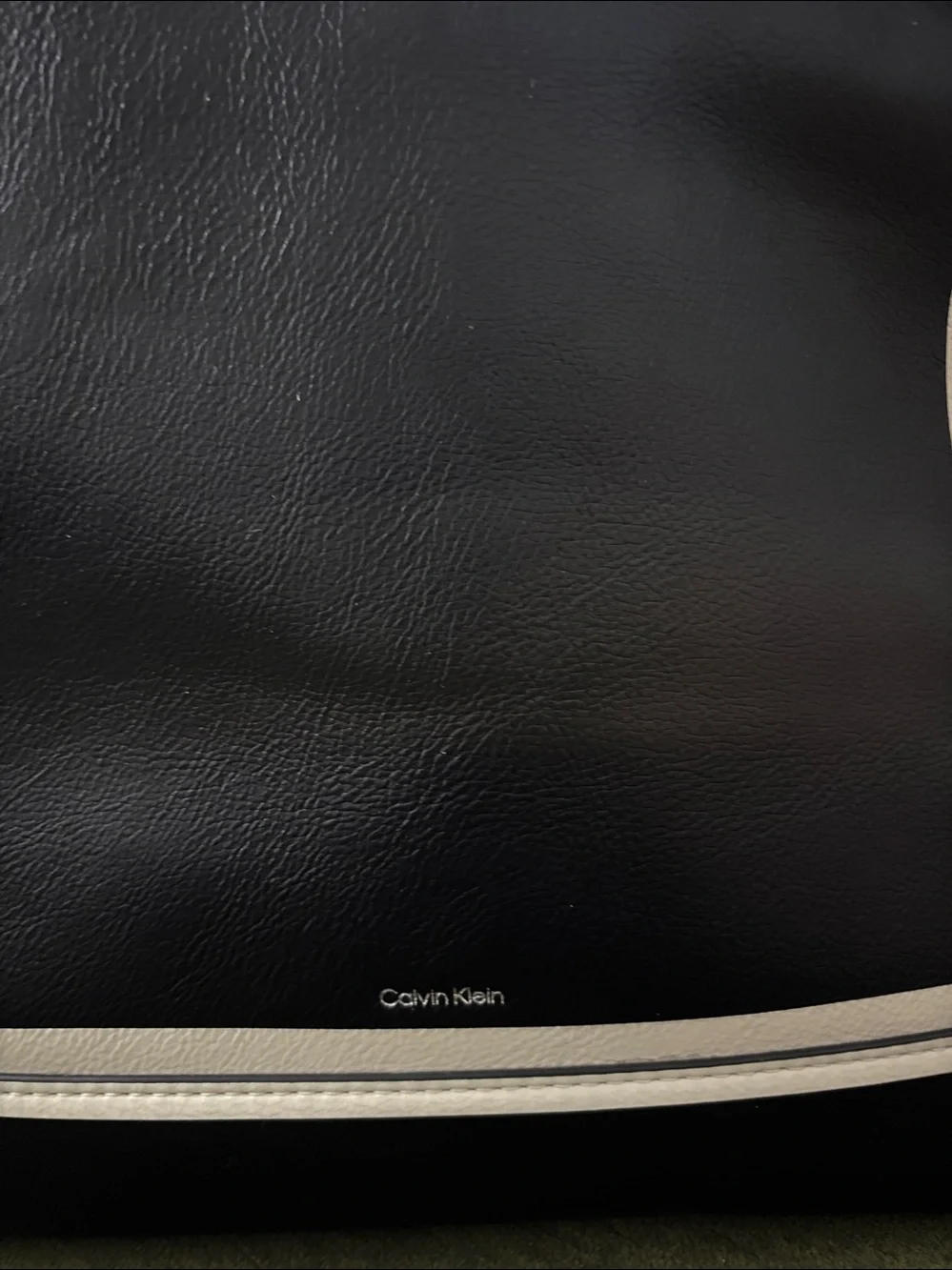 Calvin Klein Black & Cream Leather Faux Leather Shoulder Crossbody Bag